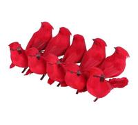 HERCHR 10 Pájaros Artificiales Rojos De Espuma con Clip para árbol De Navidad, Pájaro Simulado, Adornos De 13,5 Cm para Jardín Y Ramas, Decoración Navideña Al Aire Libre