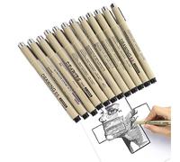 HERCHR 12 bolígrafos de dibujo Fineliner, a prueba de agua, bolígrafos de dibujo multiliner con clip de metal para ilustración de artista, bocetos, acuarela, caligrafía y contorno de