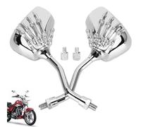 HERCHR 2 espejos retrovisores para motocicleta, rosca universal de 8 mm y 10 mm, aluminio cromado, carcasa de plástico, lente plana, montaje en manillar, izquierdo y derecho, ajuste universal para la