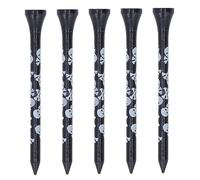 HERCHR 30 Uds. De Tees De Golf, Accesorios De Tees De Golf De Madera De Bambú con Calavera Impresa De 8cm, Tees De Golf Altos Que Reducen El Giro Lateral Y La Fricción(Negro)