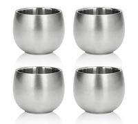 HERCHR 4 Vasos de acero inoxidable, de doble pared con aislamiento al vacío taza pequeña taza de camping taza de café irrompible vaso sin tallo pequeña taza para el hogar restaurante