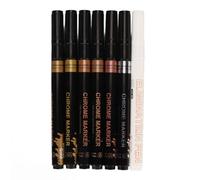 HERCHR 6 marcadores permanentes de pintura cromada, bolígrafo de pintura de reparación de bolígrafo de espejo líquido de alto brillo para modelos de metal, plástico, proyectos de arte DIY