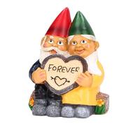 HERCHR Adornos De Gnomos De Jardín, Estatua Gnomo Jardí Decoración Al Aire Libre, Pareja De Gnomos Enamorada con Forma De Corazón para Siempre para Patio, Césped, Porche