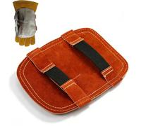 HERCHR Almohadilla de mano de soldadura aluminizada con aislamiento térmico, protector de mano de soldadura trasera de cuero de alta temperatura
