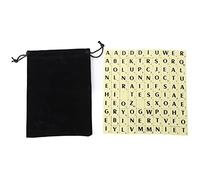 HERCHR Azulejos de Scrabble con Letras Negras, Juego de 100 Piezas de Azulejos de Letras Scrabble con Bolsa de cordón de Terciopelo Negro para Juegos de crucigramas, práctica de