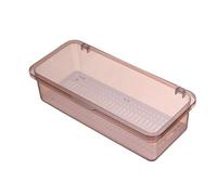 HERCHR Bandeja para cubiertos con tapa y escurridor, caja de almacenamiento transparente a prueba de polvo para cubiertos, contenedor, soporte para utensilios para cocina casera (Rosada)