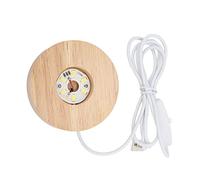 HERCHR Base De Luz Led, Interfaz Usb De 5 V Material De Madera De Roble Redonda De 2 Cm/0.8In Espesor Brillante Lámpara De Pantalla Decorativa Brillante Para El Hogar (Oak Solid Wood)