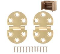 HERCHR Bisagra de latón con bisagra de Borde Redondo, 2 Piezas Bisagra de Cobre de 180 Grados con Mini bisagra de Solapa de Tornillo para Mesa Plegable, 47x30 mm