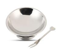 HERCHR Bol para helado con tenedor, taza de postre de acero inoxidable con base pesada, recipientes para postres, helados, ensaladas, boles para servir cereales, frutas, exterior fiestas (11CM)