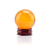 HERCHR Bola de Cristal ámbar con Soporte de Madera, Esfera de adivinación de Vidrio K9 de 40 mm, decoración de Feng Shui Orba de adivinación de brujería para la meditación y la curación