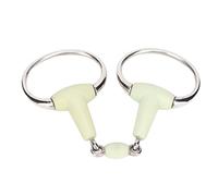 HERCHR Broca de Filete con Anillo en D de Acero Inoxidable, Broca para Boca de Caballo con Sabor a Manzana, Puntas ecuestres envueltas en Goma para Horas de Entrenamiento, Carreras y