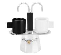 HERCHR Cafetera Moka de 2 tazas para cocina, cafetera italiana de doble cabezal de aleación de aluminio de 100 ml para café en casa. (Base de decágono)