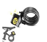 HERCHR Candado para Bicicleta, Alarma antirrobo, Cadena de Seguridad electrónica, 110 dB, Cable en Espiral, combinación de Moto, Soporte de Montaje para Bicicleta de montaña y Carretera.