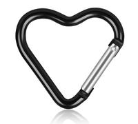 HERCHR Clip De Mosquetón, Hebilla En Forma De Corazón Clip De Seguridad De Aleación De Aluminio Hebilla Colgante para Acampar Clip De Cadena De Botella De Agua para Senderismo Escalada Camping(Black)