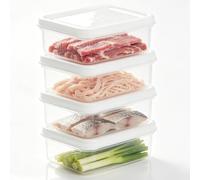 HERCHR Contenedor de carne para frigorífico, 4 unidades, 100 ml, 8,5 x 6,5 x 3 cm, sellado de cajas congeladas, soporte de almacenamiento, organizador de conservación de alimentos,