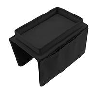 HERCHR Couch Caddy Sillón Caddy, Soporte de Control Remoto Caddy para sofá Organizador de sofá con Bolsillos Laterales, Soporte de Almacenamiento de Brazo Plegable para Bandeja de sofá(Negro)