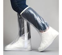 HERCHR Cubre Zapato Impermeable, Cubre Zapato de Lluvia Cubre Zapato de Tubo Alto Cremallera Lateral Cubre Bota Impermeable Cubre Zapato de Lluvia Transparente Reutilizable sobre Zapato