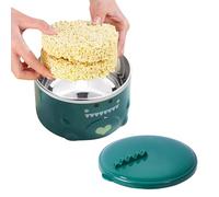 HERCHR Cuenco de sopa de acero inoxidable de dibujos animados con tapa y asas, Cuenco de cereal de dinosaurio lindo Cuenco de ramen japonés Tazón de fideos Cuenco de taza de sopa(Verde)