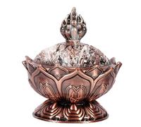 HERCHR Cuenco Quemador de Incienso Lotus, Soporte de Incienso de reflujo de aleación de Zinc Vintage, Quemador de Polvo de Incienso para Cono de Polvo e Incienso de Bobina (Bronce Rojo)