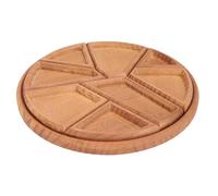 HERCHR Divided Wood Serving Tray with Removable Dividers, Divided Serving Dish Tray, Round for Veggie Platter Snacks Party, Candy Nuts Appetizers, Snack Dessert
