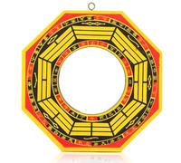 HERCHR Espejo de Madera Bagua para la protección del hogar, Amuleto Colgante de Pared Chino Feng Shui para la Riqueza y la Buena Fortuna, Espejo Octagonal taoísta para Negocios