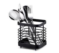 HERCHR Estante de secado de utensilios de acero inoxidable, cubiertos, cubiertos, soporte para carrito, organizador de cesta, cesta de drenaje, escurridor de platos de cocina(S-Negro)