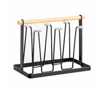 HERCHR Estante para secar botellas, portavasos de metal para 6 tazas Soporte para escurridor de tazas Soporte para escurridor de metal Soporte para escurridor de botellas para beber(Negro)