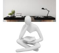 HERCHR Estatua del Pensador De La Decoración del Hogar, Estatua del Pensador De Las Mujeres De Lectura Figura Coleccionable De Resina Escultura De Arte Abstracto Decoración Moderna(Blanco)