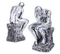 HERCHR Estatua del Pensador, el Silencio es Estatua Dorada Escultura del Pensador Creativos Figura Abstracta para el Ornamento de la estantería de la Oficina en el hogar(Plata)