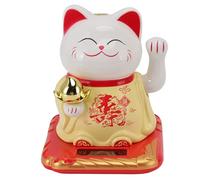 HERCHR Gato Que Agita, Gato De La Suerte De La Fortuna, Gato Sonriente con Brazo Que Agita con Energía Solar, Adorno De Gato De La Suerte, Adorno De Gato De Bienvenida Chino (Amarillo)
