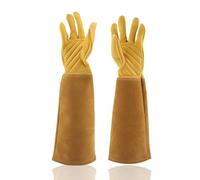 HERCHR Guantes Largos De Jardinería para Mujeres Y Hombres, Guantes De Trabajo De Jardín A Prueba De Espinas Y Cortes, Guantes De Cuero Impermeables para Podar Rosas para Jardinero(S, Yellow)