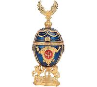 HERCHR Joyero con forma de huevo esmaltado, 3x3x7,8 pulgadas, caja artesanal de metal con diamantes brillantes, organizador de joyas, baratija chapada en oro, huevo de Fabergé pintado