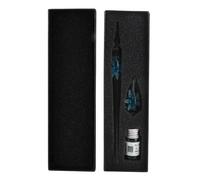 HERCHR Juego de bolígrafos de tinta de vidrio, bolígrafos de cristal con arte floral elegante retro con portalápices de tinta para firmas de caligrafía, tamaño compacto y liviano (azul claro)