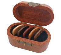 HERCHR Juego de Soporte para púas de Guitarra con 5 púas de Madera, Caja para Soporte de púas de Guitarra, contenedor de Almacenamiento portátil para guitarristas y entusiastas de la