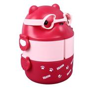 HERCHR Lunch Box Kids, Applyable de 2 capas Container Box Box Forma Bear Forma Portable Reutilizable 8.1x6.1in Contenedor de alimentos a prueba de fugas para el trabajo escolar acampando (Rosado)