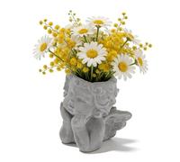 HERCHR Maceta de Cemento con Forma de Cabeza de ángel, jarrón de Flores de hormigón, Maceta con Rostro de ángel para jardín, Ideal para Decorar el Escritorio del salón y exhibir suculentas