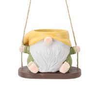 HERCHR Maceta oscilante, Linda Maceta Colgante de Resina de gnomo sin Rostro, Maceta Colgante Decorativa para jardín Interior y Exterior, Patio, decoración del hogar (Yellow Green)