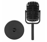 HERCHR Micrófono clásico de Apoyo, Modelo de Accesorios de micrófono Retro de 2 Paquetes con Decoraciones de Mesa de Escenario de Juego de Fiesta de Fiesta (Negro)