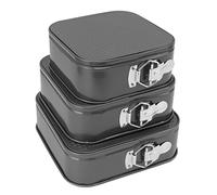 HERCHR Molde Para Pasteles Con Forma De Resorte Cuadrado, Juego De 3 Moldes Para Pasteles Antiadherentes Con Fondo Extraíble A Prueba De Fugas Para Pan De Pizza(18/20/22cm)