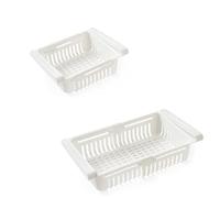 HERCHR Organizador de cajón de Nevera, Caja de Almacenamiento de Nevera retráctil Cesta de contenedor de Almacenamiento de Nevera para Soporte de Estante de Nevera(Blanco)