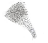 HERCHR Palos de Perlas de 100 Piezas, Accesorios de decoración de Ramo de Novia con Cuentas artesanales para Fiesta de Boda(Plata)