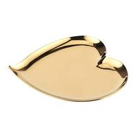 HERCHR Plato de Joyería Dorado, Bandeja de Almacenamiento de Metal con Forma de corazón, Cosméticos Joyas Organizador Decoración del Hogar Plato, Plato Decorativo para Anillos y Collares