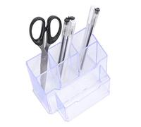 HERCHR Portalápices transparente, portalápices de acrílico, organizador de lápices, caja de almacenamiento de papelería, taza de lápiz para escritorio, oficina, suministros cosméticos