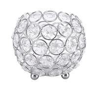HERCHR Portavelas, Portavelas Decoracion de Cristal, Candelabros Decorativos de Velas para Centro de Mesa Decorativo Moderno Bodas Aromaterapia(10cm-Plata)