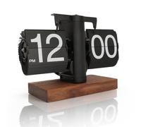 HERCHR Reloj con Tapa, Reloj De Escritorio con Tapa Retro, Reloj Mecánico Digital con Tapa hacia Abajo, Reloj De Mesa con Tapa Automática, Reloj Mecánico con Pilas para Decoración De(Negro Mate)