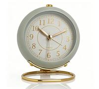 HERCHR Reloj de Escritorio Redondo, Despertador clásico con diseño de cabecero Que Funciona con Pilas, Reloj de Mesa Vintage para la decoración del Dormitorio 9,4 x 9,4 x 4 cm
