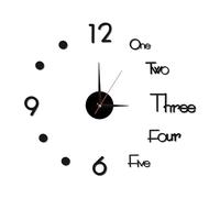 HERCHR Reloj De Pared, Reloj De Pared con Luz Nocturna, Reloj De Pared Grande 3D Sin Marco, Pegatinas, Reloj De Pared Silencioso Moderno Decorativo para Decoración para Sala De Estar(Black#90cm)