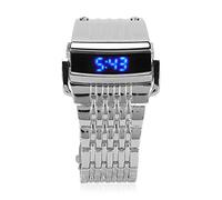 HERCHR Relojes digitales para hombres, relojes deportivos de aleación Pantalla digital LED Reloj electrónico Tipo de prensa Correa Reloj de pulsera para ocio diario, ejercicio, negocios (Luz LED azul