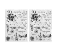 HERCHR Sellos Transparentes, 2 Hojas De Plantas Y Flores, Sellos Transparentes De Silicona para Hacer Tarjetas, Sellos De Goma Transparentes Reutilizables para álbum De Recortes