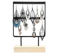 HERCHR Soporte para orejas de 24 agujeros, elegante organizador de exhibición de almacenamiento de metal para collar de pendientes, 5.8 x 2.8 x 9.1 in(Negro)
